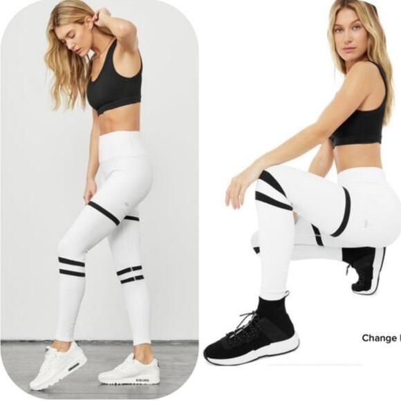 ALO Yoga Pants - Alo High Waist Legit Black and White Leggings